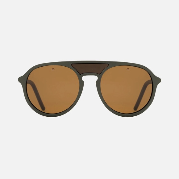Vuarnet Sunglasses Ice Round Dark Green - Brown Polar Lens - Picture 2 of 3 Vua
